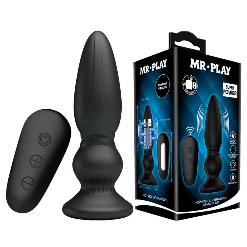 MR PLAY Powerful Vibrating Anal Plug with Remote - ANAL TOYS
