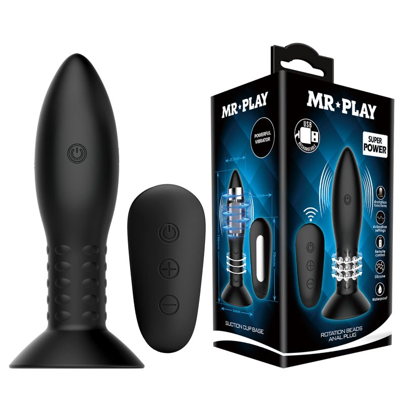 MR PLAY Rotation Beads Anal Plug - Beaded with Wireless Remote - ANAL TOYS