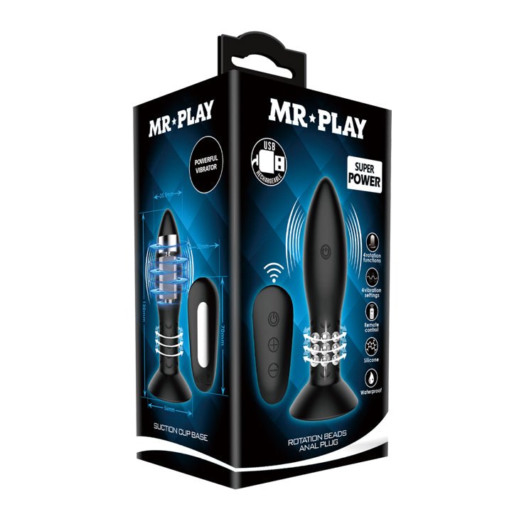 MR PLAY Rotation Beads Anal Plug - Beaded with Wireless Remote - ANAL TOYS