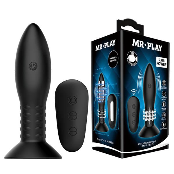 MR PLAY Rotation Beads Anal Plug - Beaded with Wireless Remote - ANAL TOYS