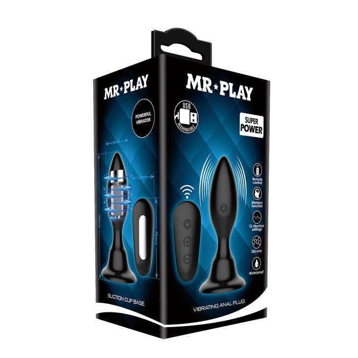 MR PLAY Vibrating Anal Plug - 10.8 cm Rechargeable with Remote - ANAL TOYS