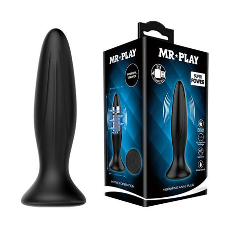 MR PLAY Vibrating Anal Plug - Black 12.8 cm - ANAL TOYS