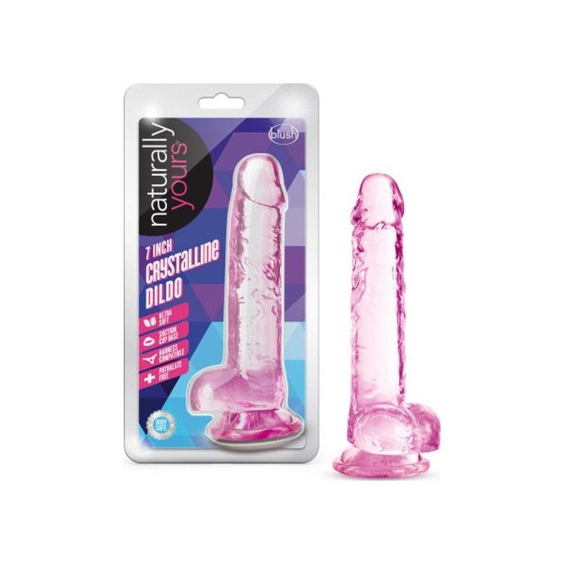 Naturally Yours 7" Crystaline Dildo Rose - Naughty by Nature Adult Store