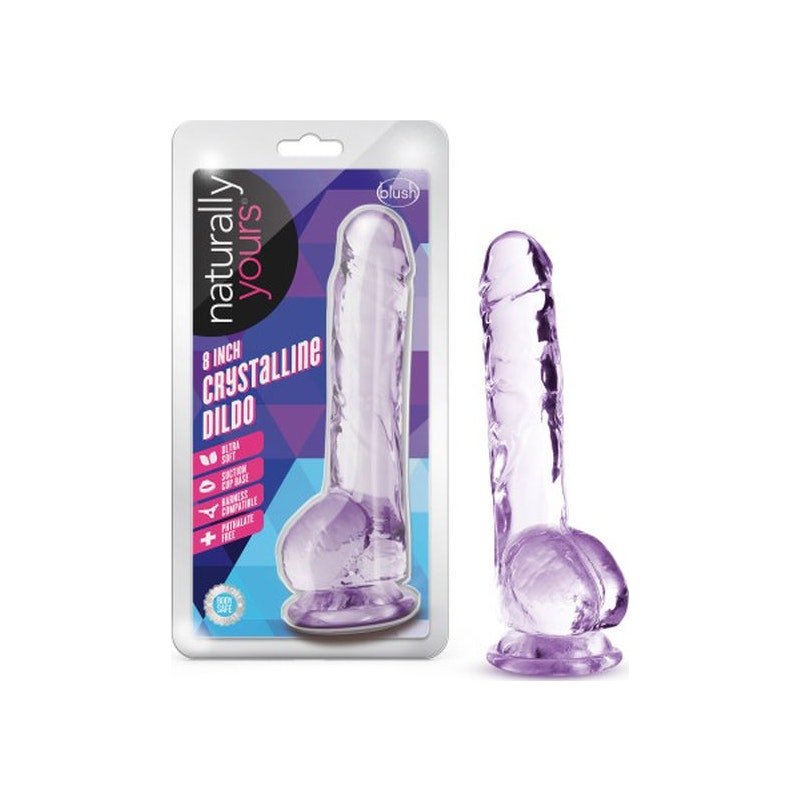 Naturally Yours 8" Crystaline Dildo Amethyst - Adult Toys