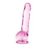 Naturally Yours 8" Crystaline Dildo Rose - Adult Toys