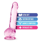 Naturally Yours 8" Crystaline Dildo Rose - Adult Toys
