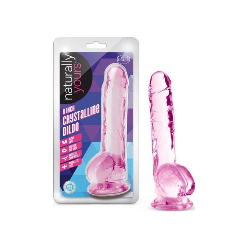 Naturally Yours 8" Crystaline Dildo Rose - Adult Toys