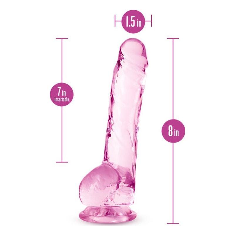 Naturally Yours 8" Crystaline Dildo Rose - Adult Toys