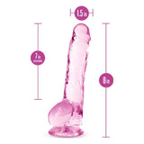 Naturally Yours 8" Crystaline Dildo Rose - Adult Toys