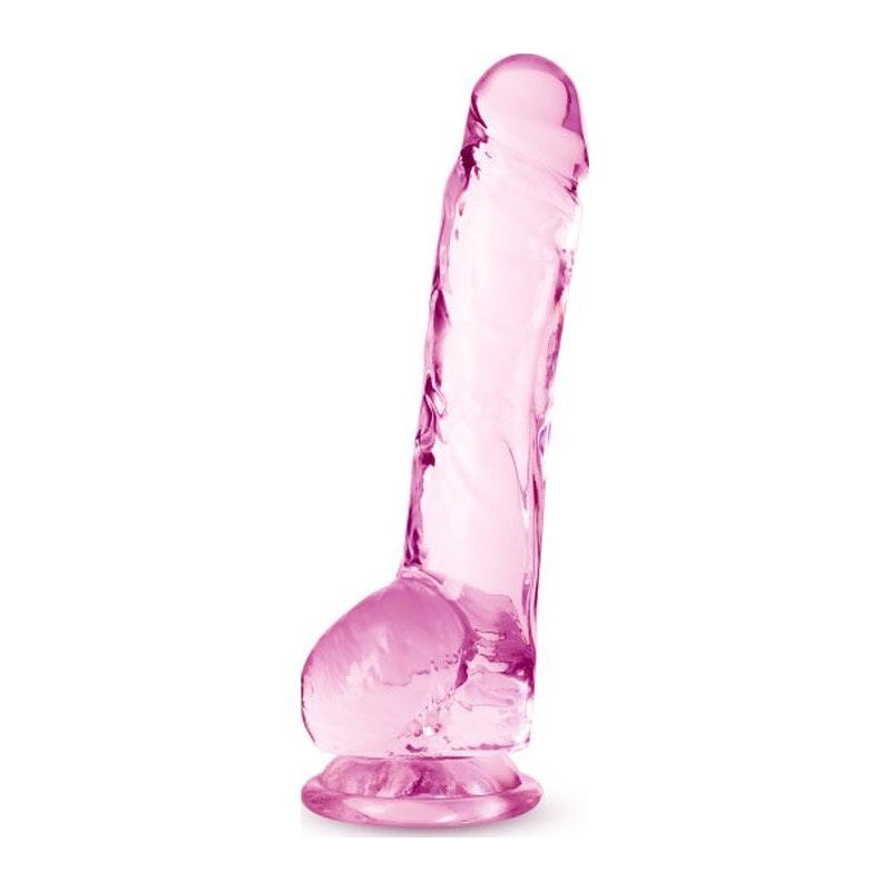 Naturally Yours 8" Crystaline Dildo Rose - Adult Toys