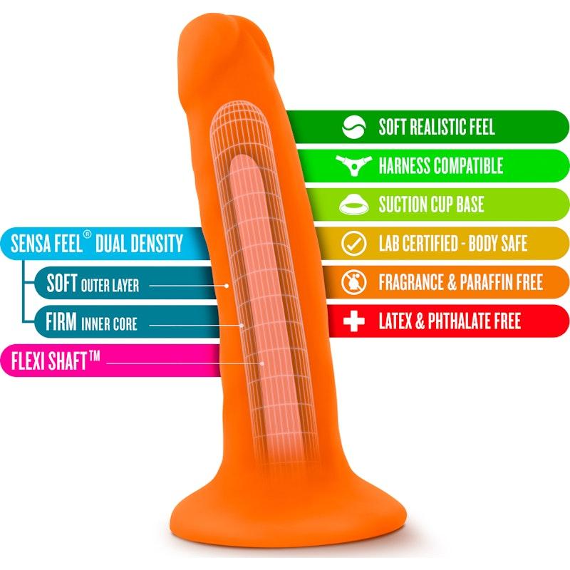 Neo Dual Density Cock 6in Neon Orange - Naughty by Nature Adult Store