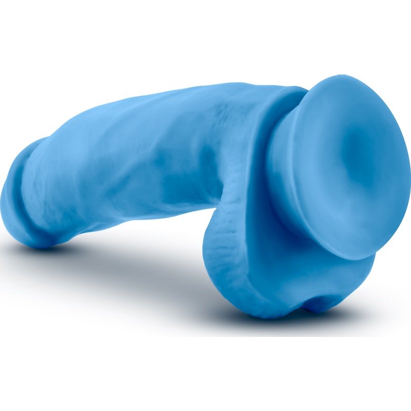 Neo Elite 7in Silicone Dual Density Cock with Balls Neon Blue - Adult Toys