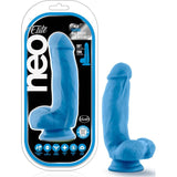 Neo Elite 7in Silicone Dual Density Cock with Balls Neon Blue - Adult Toys