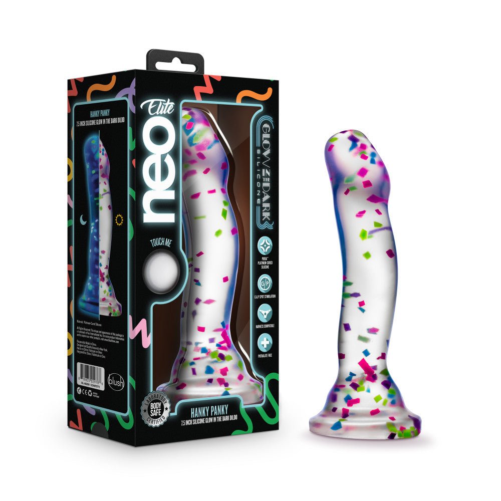 Neo Elite Glow Hanky Panky - Glow In Dark Clear 19 cm Dong - DONGS