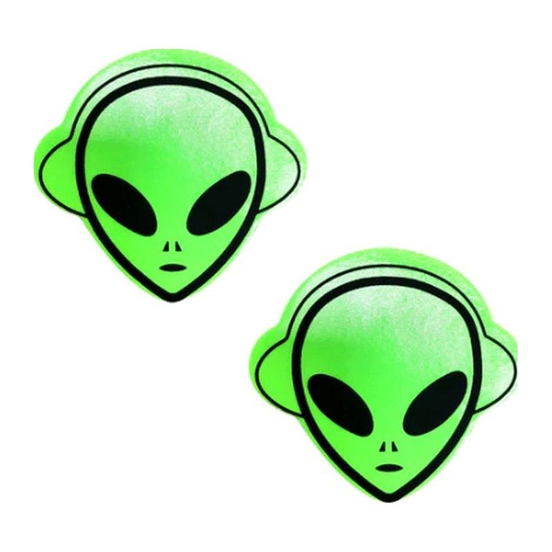 Neon Green Blacklight Alien Pasties - Lingerie