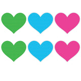 Neon Heart Pasties 3 Pk Green/Blue/Pink - Naughty by Nature Adult Store