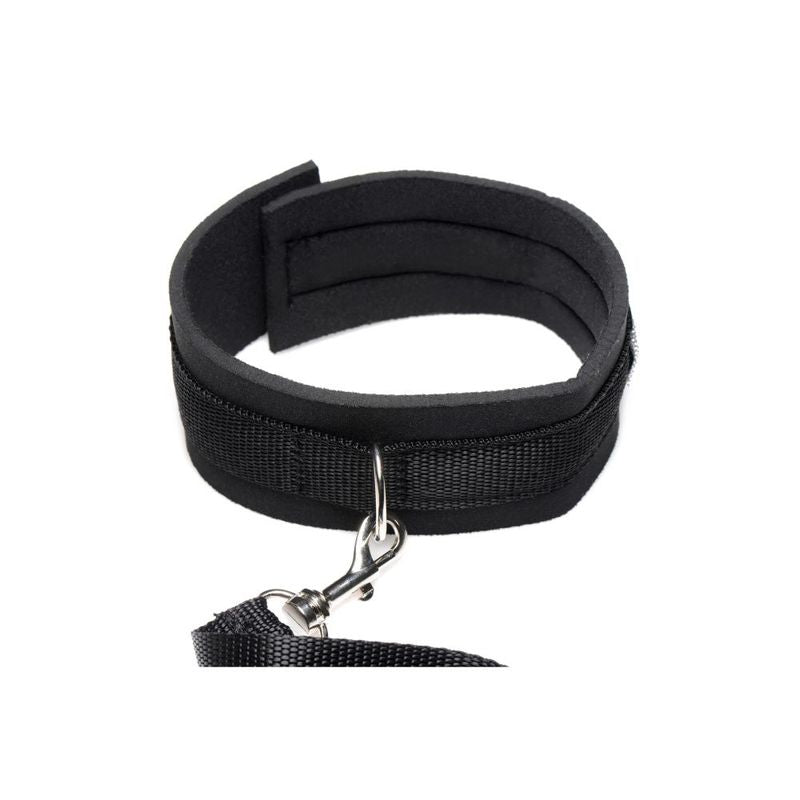 Neoprene Collar And Leash Set Black - Adult Toys