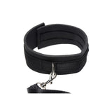 Neoprene Collar And Leash Set Black - Adult Toys