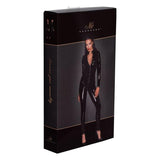 Noir Long PVC Button Up Overall – Black Form Fitting Bodysuit - Lingerie