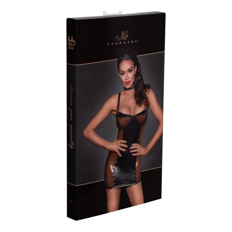 Noir TPU Short Dress with Power Wetlook Panels – Black Kinky Style - Lingerie