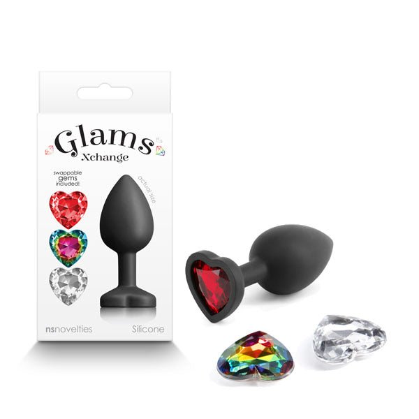 NS Novelties Glams Xchange Small Silicone Butt Plug with Heart Gems - Anal Toys