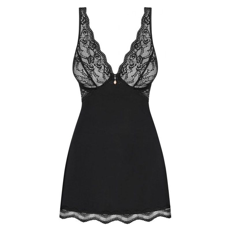 Obsessive Luvae Babydoll | Black Underwire Lingerie with Thong - Lingerie