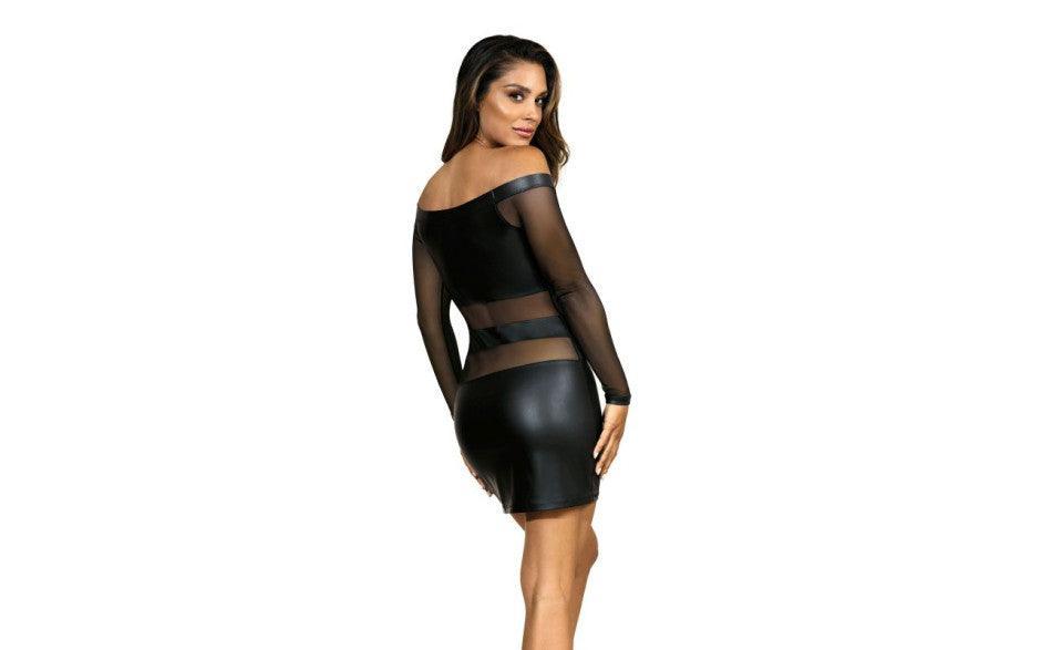Off The Shoulder Mesh Panel Dress Black - Lingerie