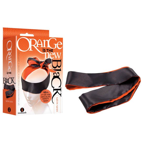 Orange Is The New Black - Satin Sash - Black/Orange Blindfold - BONDAGE - TOYS