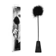 OUCH! Black & White Crop with Feather Tickler - Black 44 cm Feather Crop - BONDAGE - TOYS