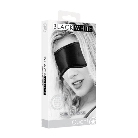 OUCH! Black & White Satin Eye - Mask - Black Eye Restraint - BONDAGE - TOYS