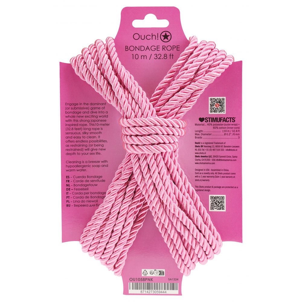 OUCH! Bondage Rope - 10 M Pink - BONDAGE - TOYS