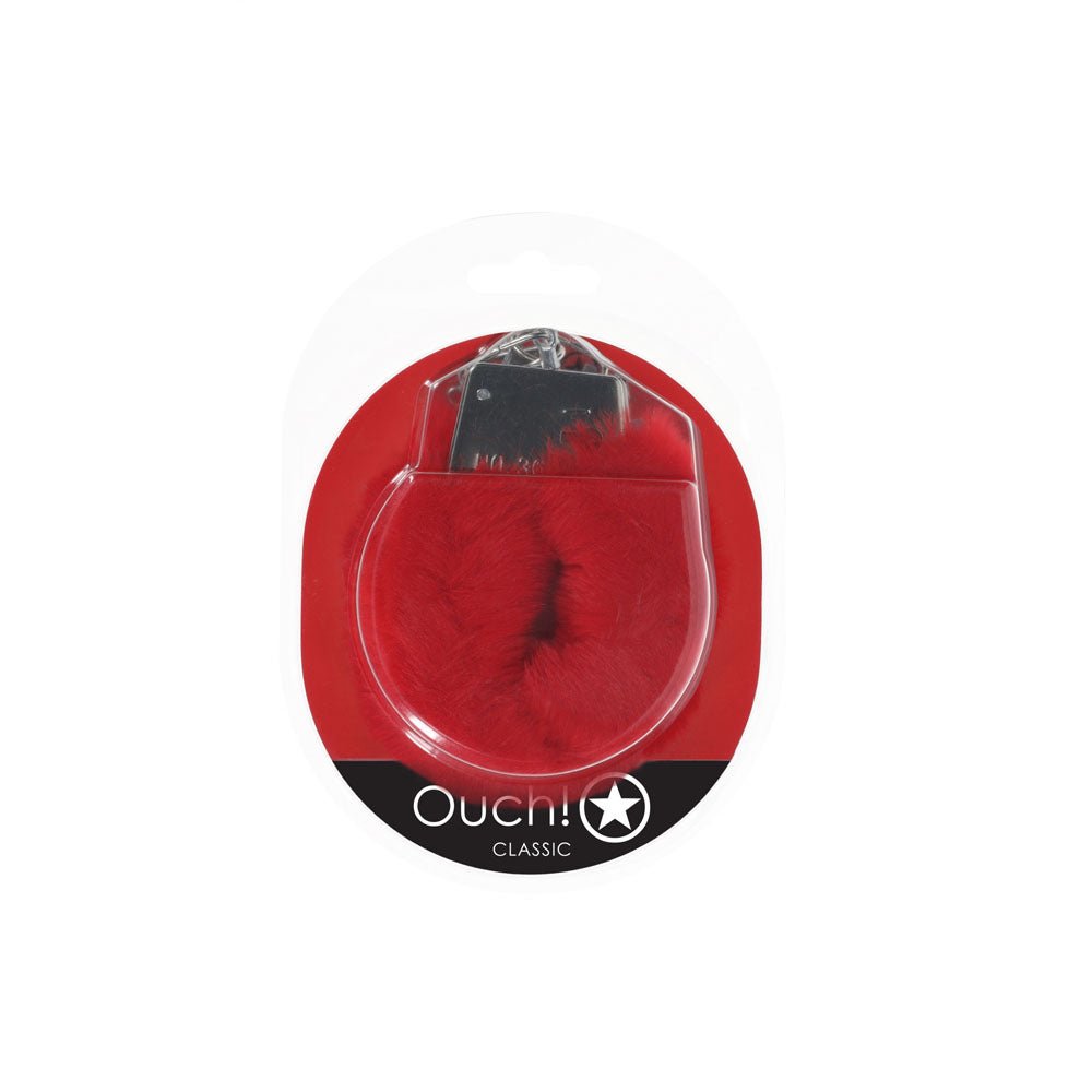 OUCH! Classic Fluffy Cuffs - Red - BONDAGE - TOYS
