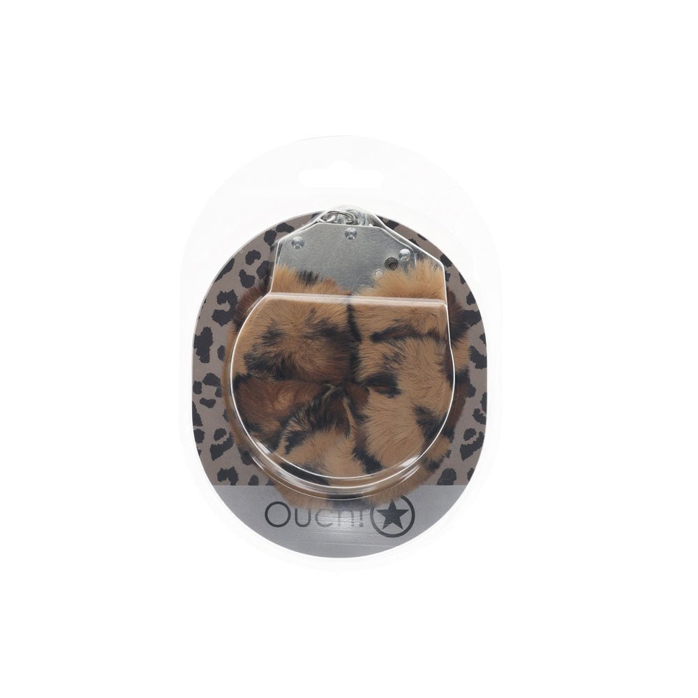 OUCH! Heavy - Duty Fluffy Cuffs - Leopard - BONDAGE - TOYS