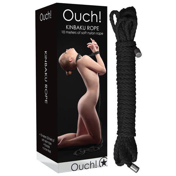 Ouch Kinbaku Rope - Black - 10 metre Length - BONDAGE - TOYS