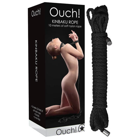 Ouch Kinbaku Rope - Black - 10 metre Length - BONDAGE - TOYS
