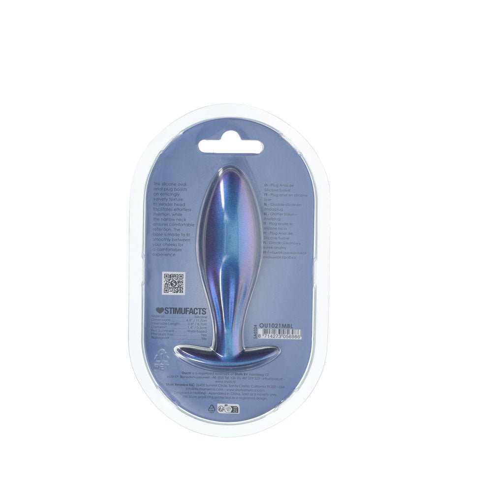 OUCH! Oval Anal Plug - Metallic Blue - ANAL TOYS