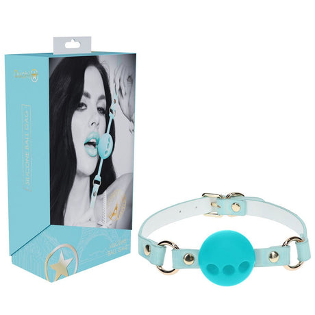 OUCH! Paris Collection - Silicone Ball Gag - Baby Blue Breatheable Mouth Restraint - BONDAGE - TOYS