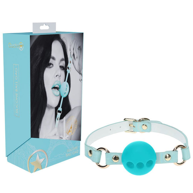 OUCH! Paris Collection - Silicone Ball Gag - Baby Blue Breatheable Mouth Restraint - BONDAGE - TOYS