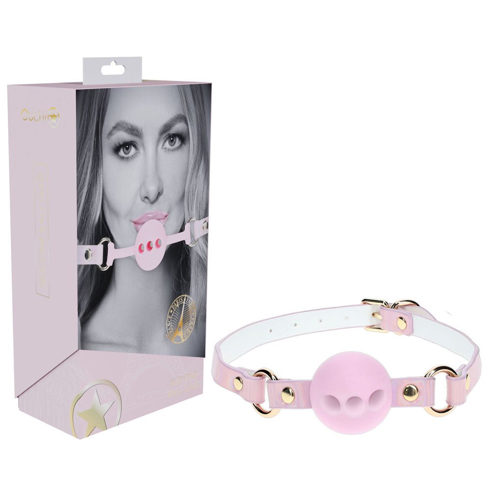 OUCH! Paris Collection - Silicone Ball Gag - Pink Breatheable Mouth Restraint - BONDAGE - TOYS