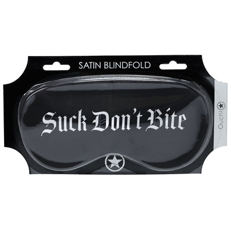 Ouch Satin Eye Mask Suck Dont Bite Black Printed Sleep Mask - BONDAGE - TOYS