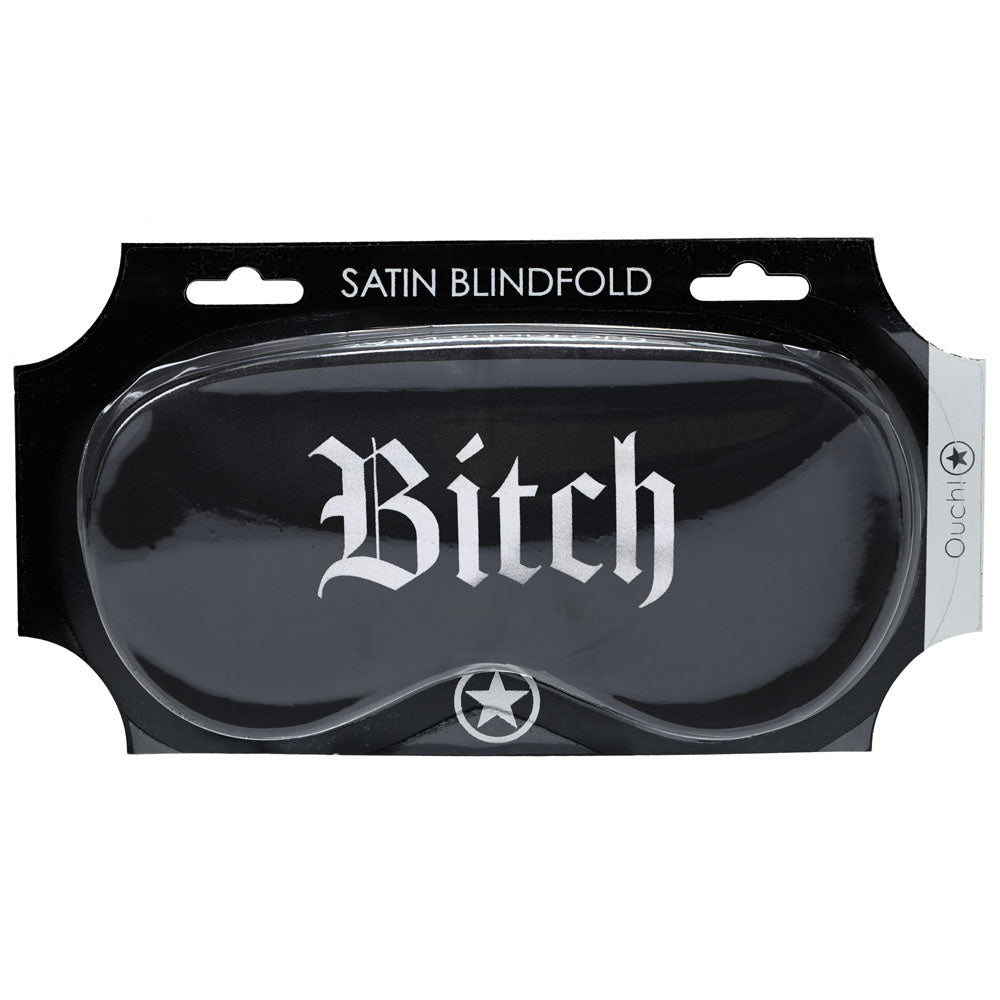 OUCH Satin Mask Bitch Black Printed Eye Mask For Sleep Comfort - BONDAGE - TOYS