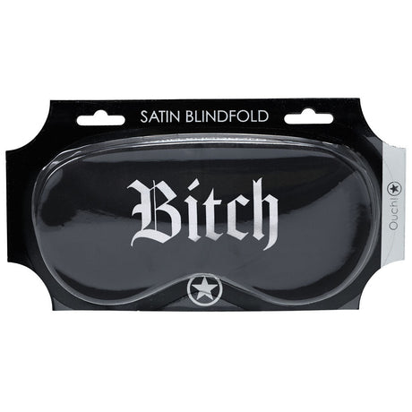 OUCH Satin Mask Bitch Black Printed Eye Mask For Sleep Comfort - BONDAGE - TOYS