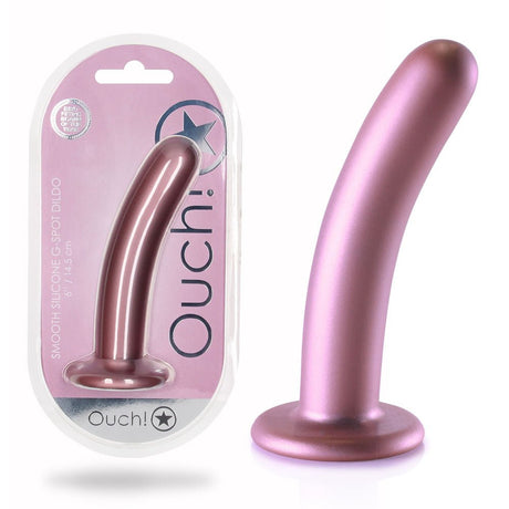 OUCH! Smooth Silicone G - Spot Dildo - 6'' / 14.5 cm - Rose Gold 14.5 cm Dildo - DONGS