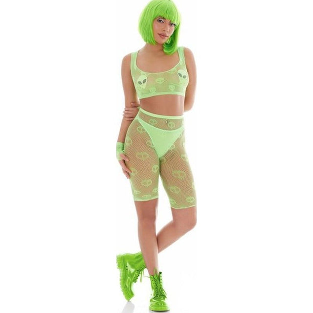 Out of This World Green Bodysuit Set with Alien Pasties - Lingerie