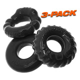 OxBalls Bonemaker 3 - Piece Cockring Set - Stretchy Flextpr Rings - Black - Adult Toys