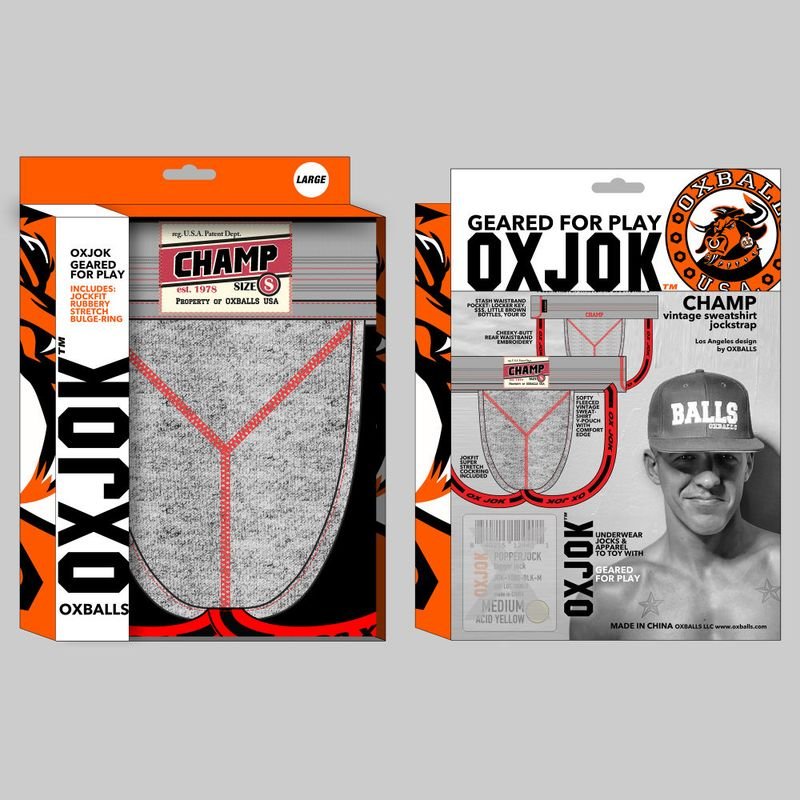 Oxballs Champ Vintage Jockstrap Gray Heather - Lingerie