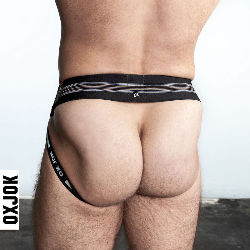 Oxballs Slingjock Upthrust Slider - Strap Jock Black Iron - Lingerie