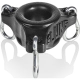 OxBalls Slung Silicone Ballstretcher with 3 Carabiners – Black - Adult Toys