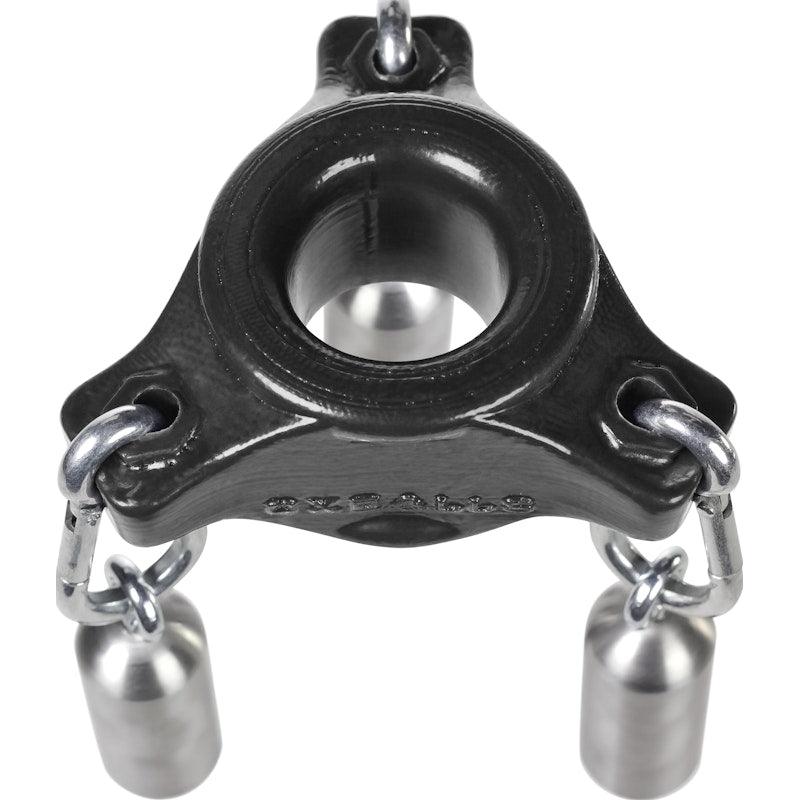 OxBalls Slung Silicone Ballstretcher with 3 Carabiners – Black - Adult Toys