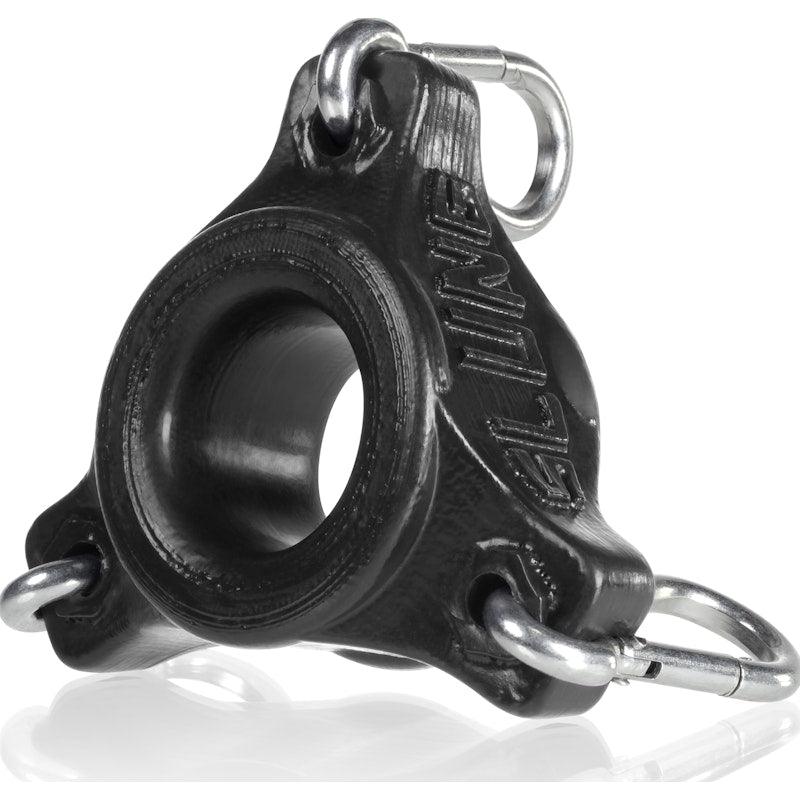 OxBalls Slung Silicone Ballstretcher with 3 Carabiners – Black - Adult Toys